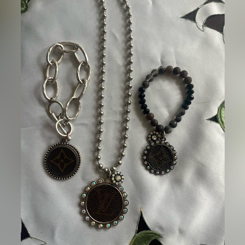Repurposed Louis Vuitton style jewelry